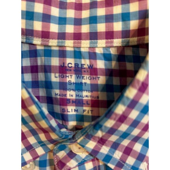 J. CREW Lightweight Shirt Gingham Plaid Button Down Long Sleeve SMALL Slim Fit - Picture 6 of 7